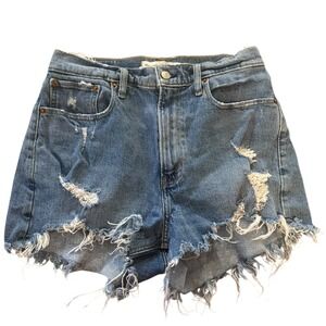 Abercrombie & Fitch Curve Love The Mom Short High Rise Distressed Denim 29 8